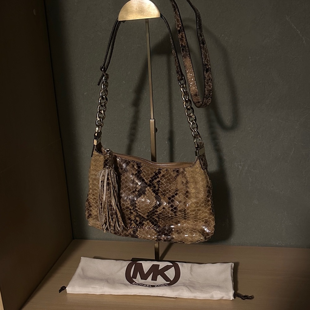 Michael Kors - Tan and Brown Snake Print Shoulder Bag
